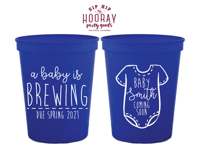 A Baby Is Brewing Coming Soon Onesie Stadium Cup