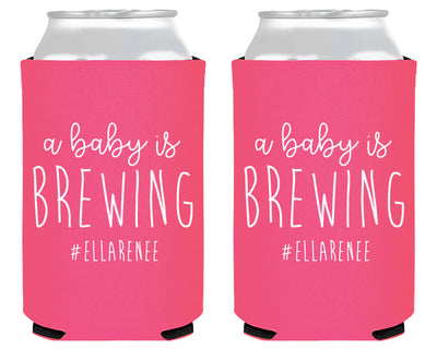 A Baby is Brewing Couples Shower Neoprene Can Cooler
