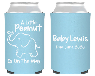 A Little Peanut Is On The Way Elephant Baby Shower Neoprene Can Cooler