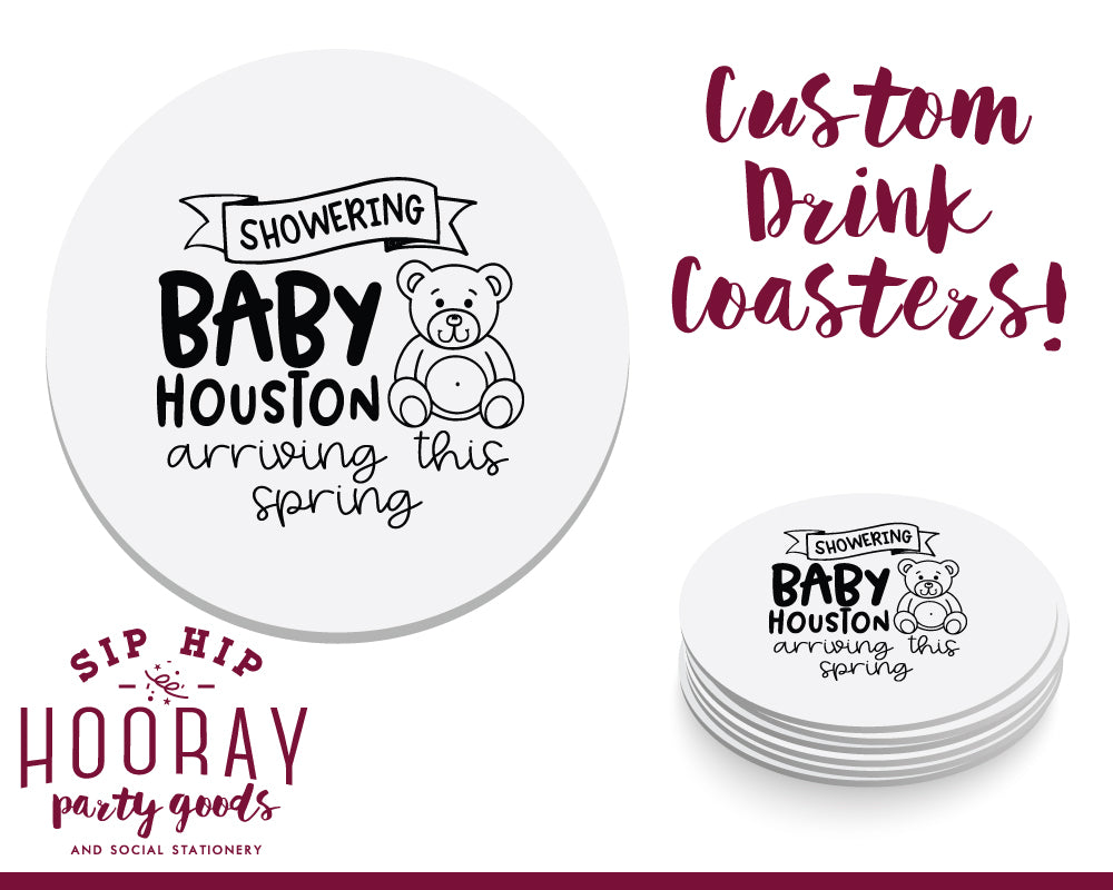 Teddy Bear Blessing Baby Shower Coasters