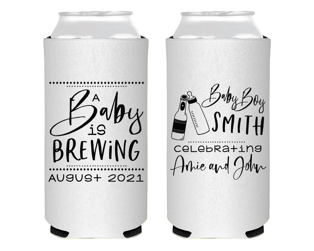 A Baby Is Brewing Shower Foam Slim Can Cooler