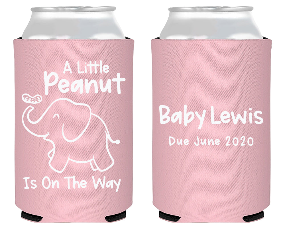 A Little Peanut Is On The Way Elephant Baby Shower Neoprene Can Cooler