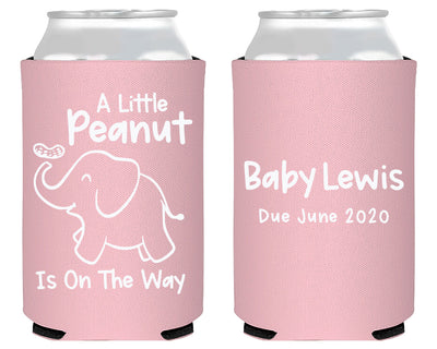 A Little Peanut Is On The Way Elephant Baby Shower Neoprene Can Cooler