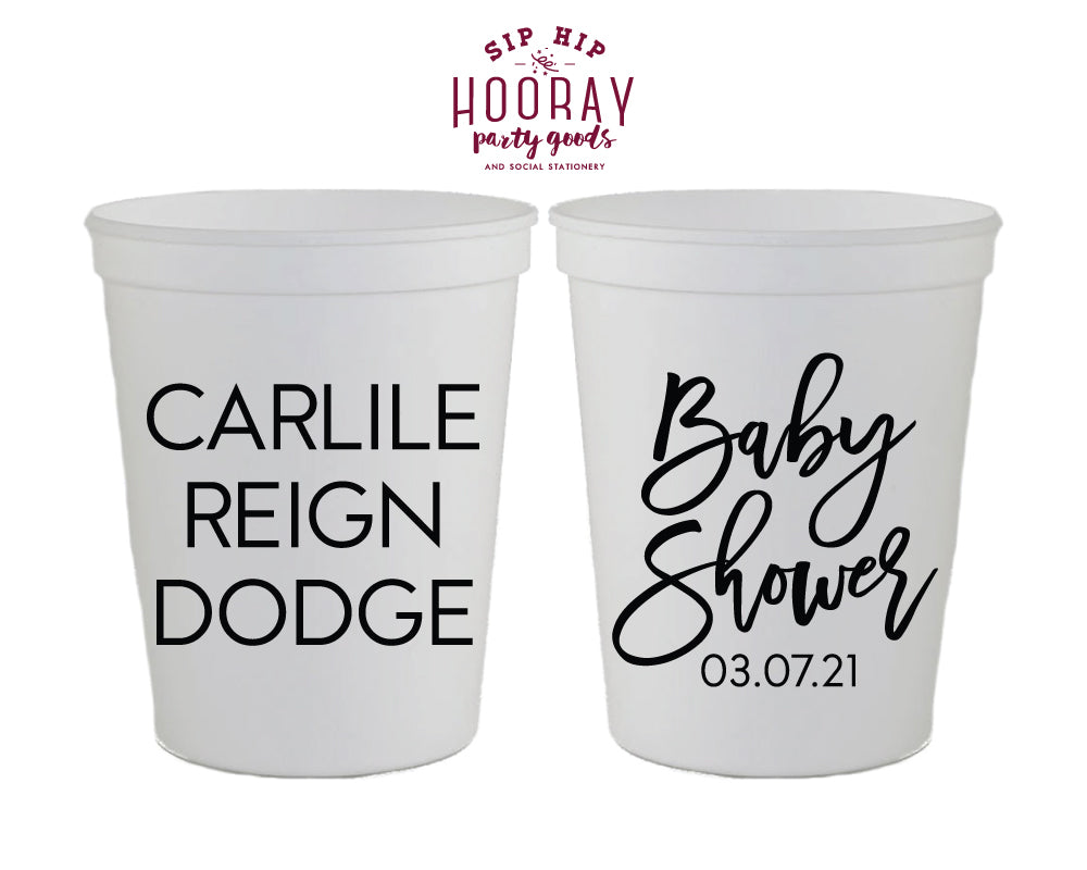 Simple Baby Shower with Baby Name Stadium Cup