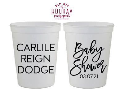 Simple Baby Shower with Baby Name Stadium Cup