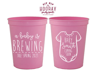 A Baby Is Brewing Coming Soon Onesie Stadium Cup