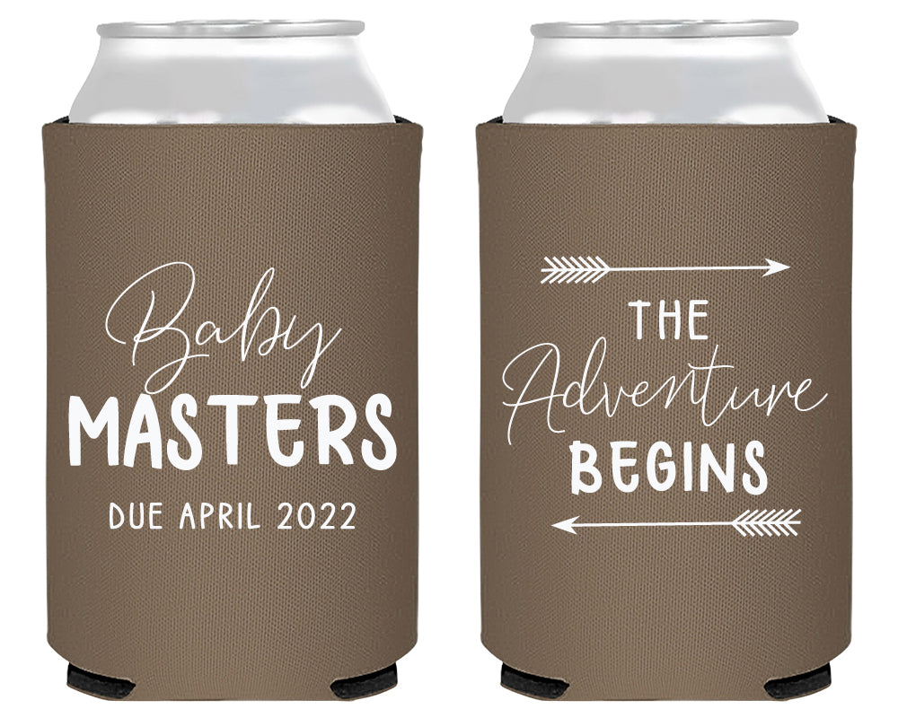 The Adventure Begins Baby Shower Neoprene Can Cooler