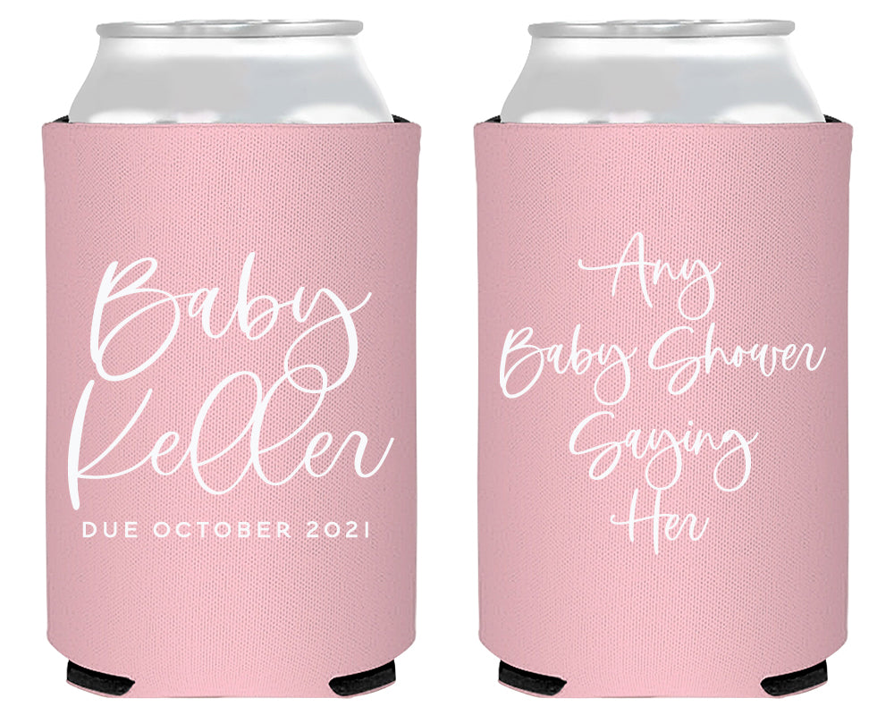 Modern Simple Script Any Saying Custom Baby Shower Neoprene Can Cooler