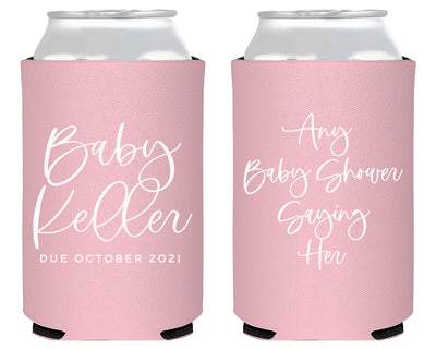 Modern Simple Script Any Saying Custom Baby Shower Neoprene Can Cooler