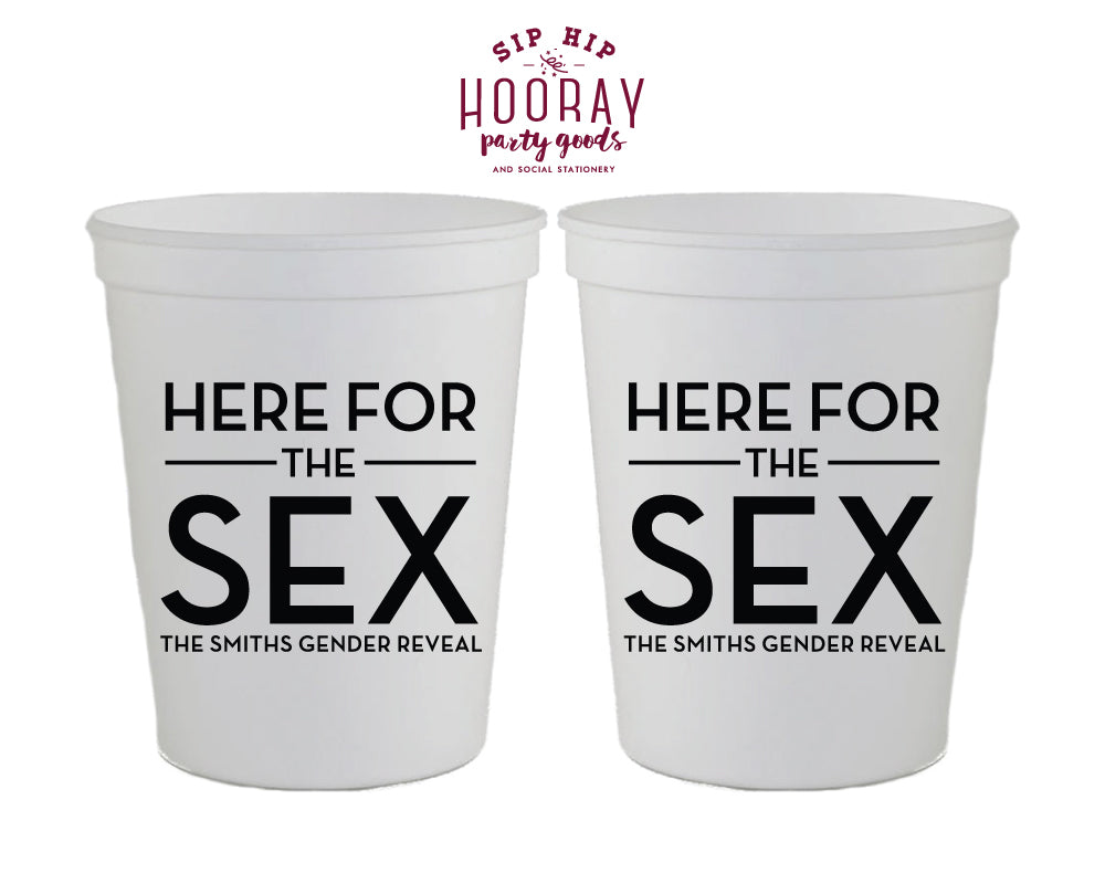 Here For The Sex Simple Baby Gender Reveal Stadium Cup