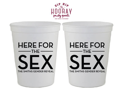 Here For The Sex Simple Baby Gender Reveal Stadium Cup