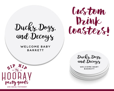 Ducks Dogs Decoys Baby Shower Coasters