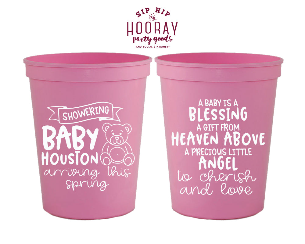 Teddy Bear Blessing Baby Shower Stadium Cup