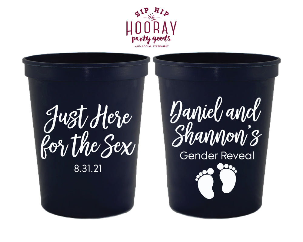 Here For The Sex Baby Feet Gender Reveal Stadium Cup