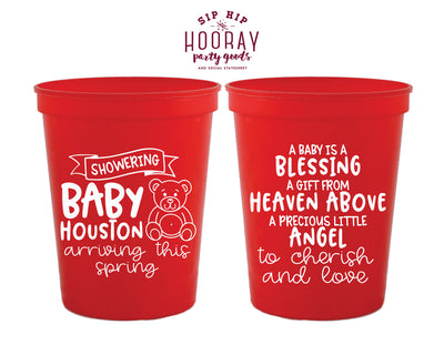 Teddy Bear Blessing Baby Shower Stadium Cup
