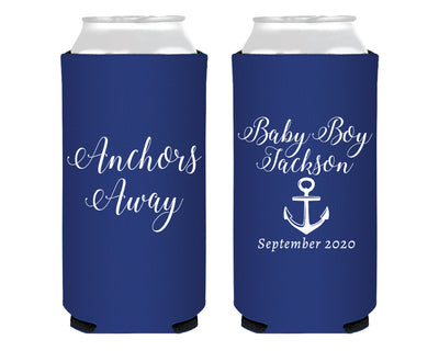 Anchors Away Anchor Baby Shower Foam Slim Can Cooler