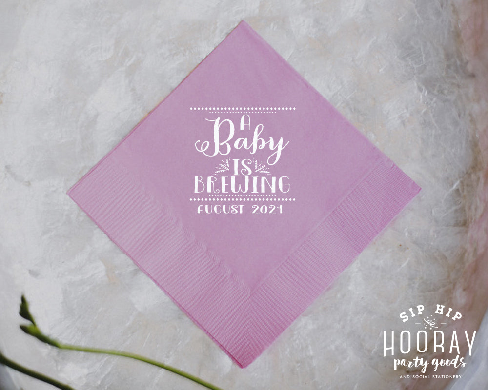 A Baby is Brewing Baby Shower Cocktail Napkin