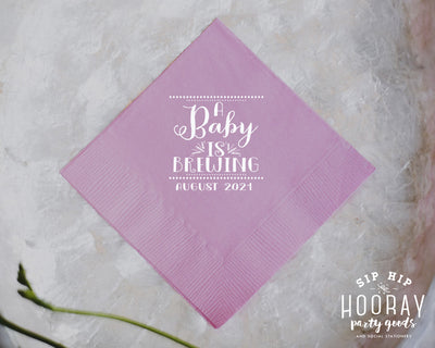 A Baby is Brewing Baby Shower Cocktail Napkin