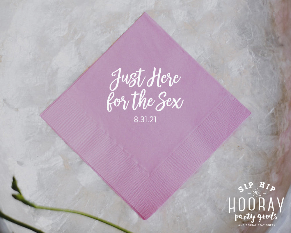 Here For The Sex Baby Feet Gender Reveal Cocktail Napkin