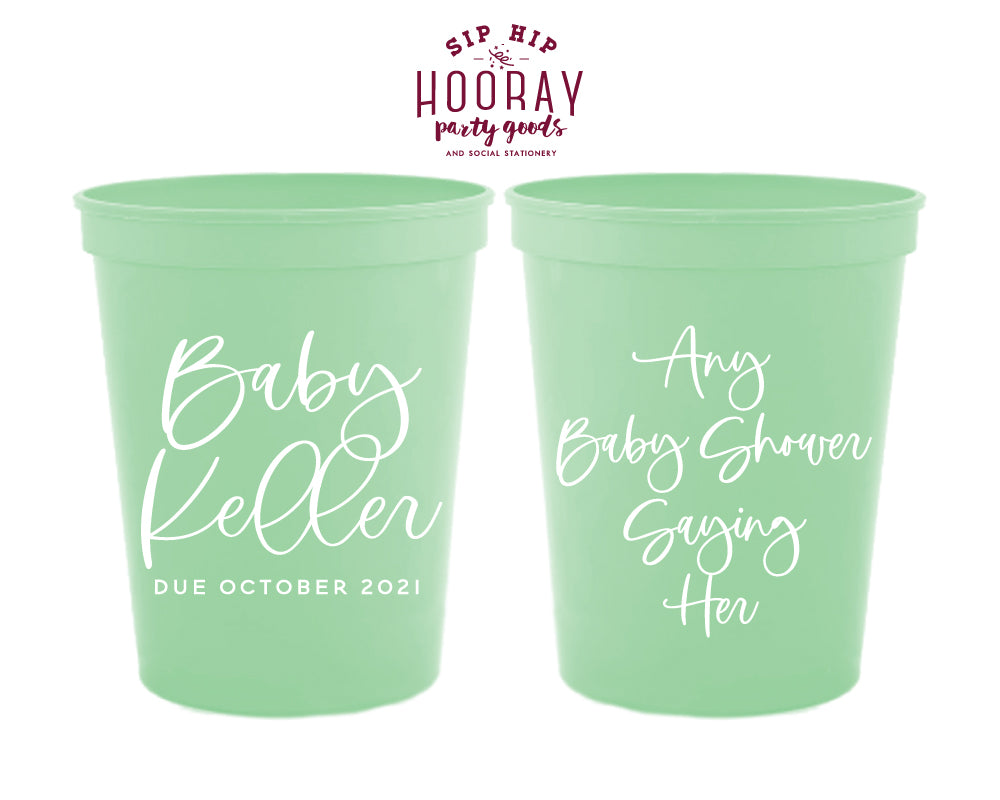 Modern Simple Script Any Saying Custom Baby Shower Stadium Cup