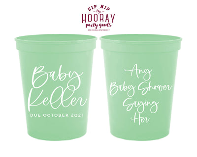 Modern Simple Script Any Saying Custom Baby Shower Stadium Cup