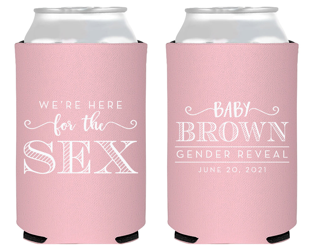 Here For The Sex Fancy Baby Gender Reveal Neoprene Can Cooler