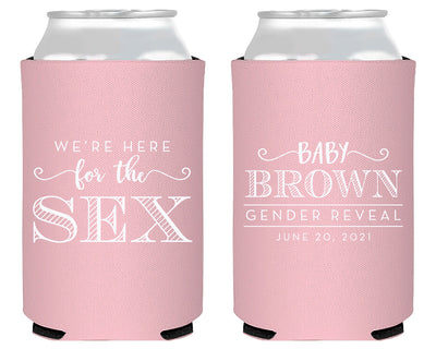Here For The Sex Fancy Baby Gender Reveal Neoprene Can Cooler