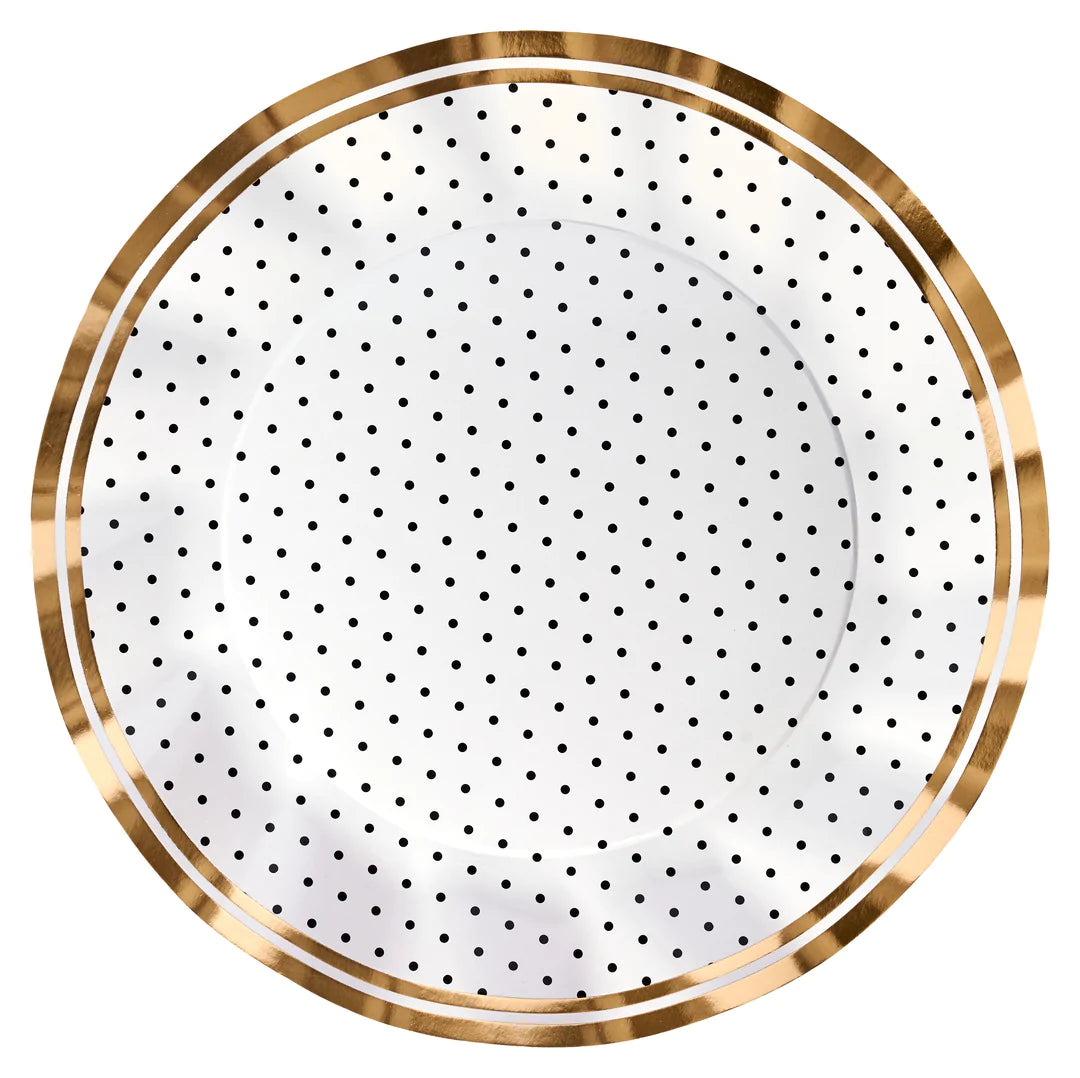BLANC & NOIR WAVY PAPER DINNER PLATE / 8 Pack