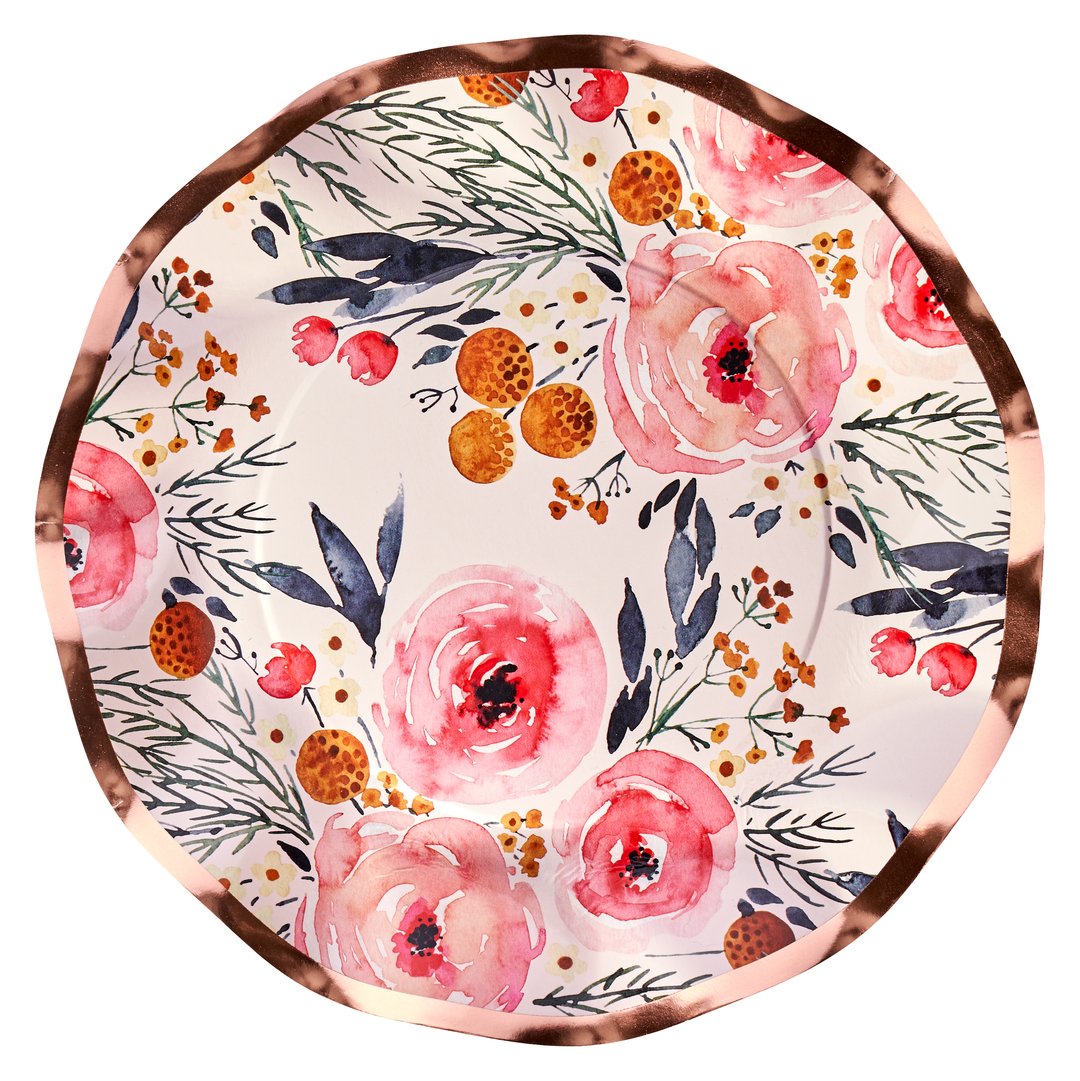Blush Floral Wavy Salad Plate - Set of 8