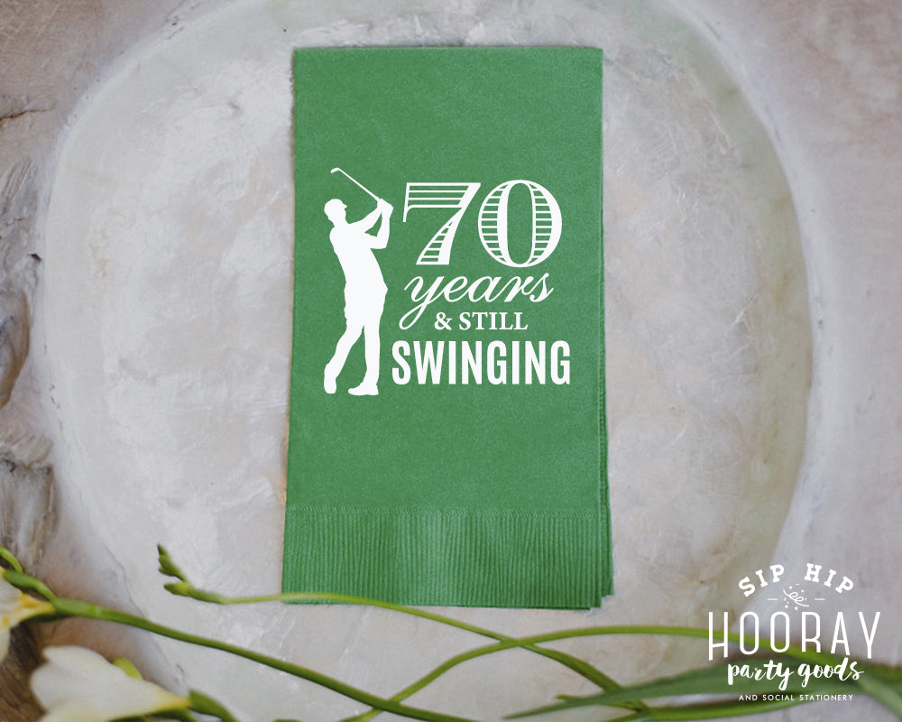70 Years and Still Swinging Golf Party Guest Towels