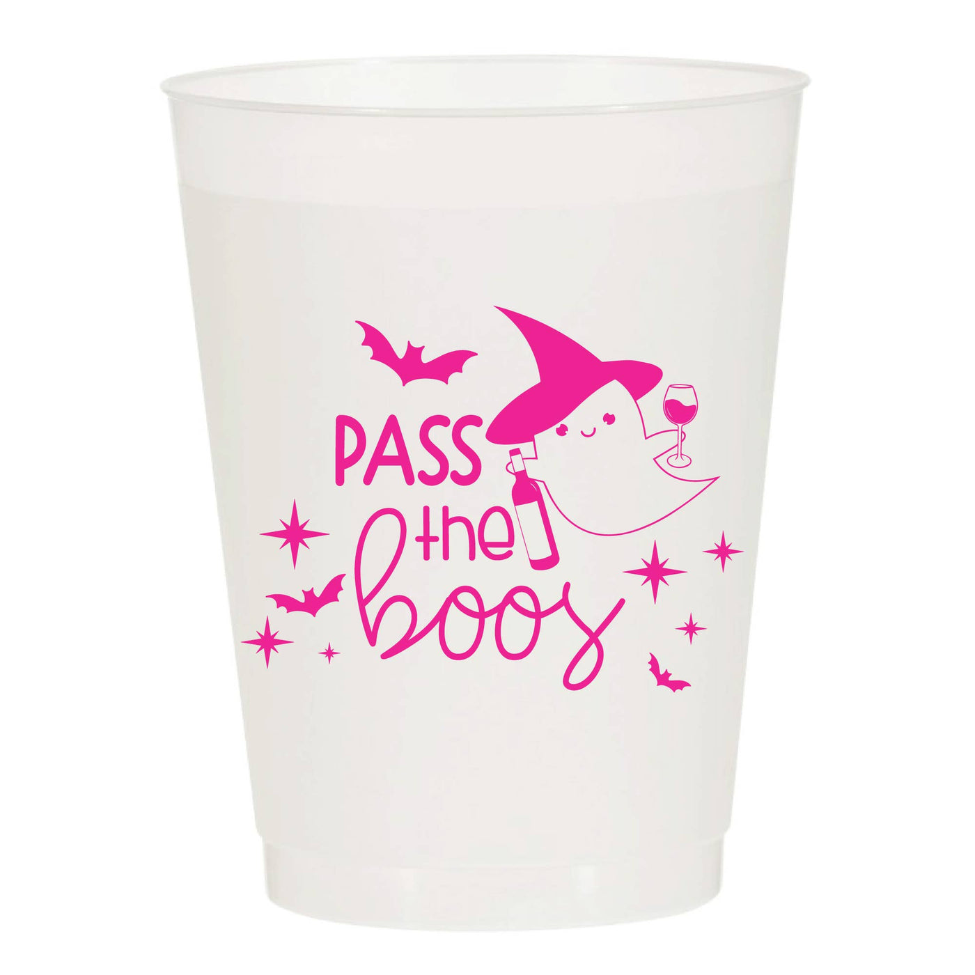 Pass The Boos Ghost Wine Frosted Cups - Halloween