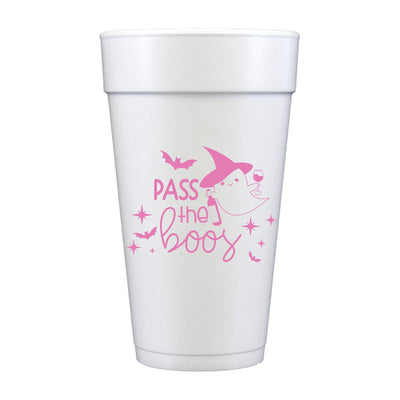 Pass The Boos Ghost Wine Foam Cups - Halloween
