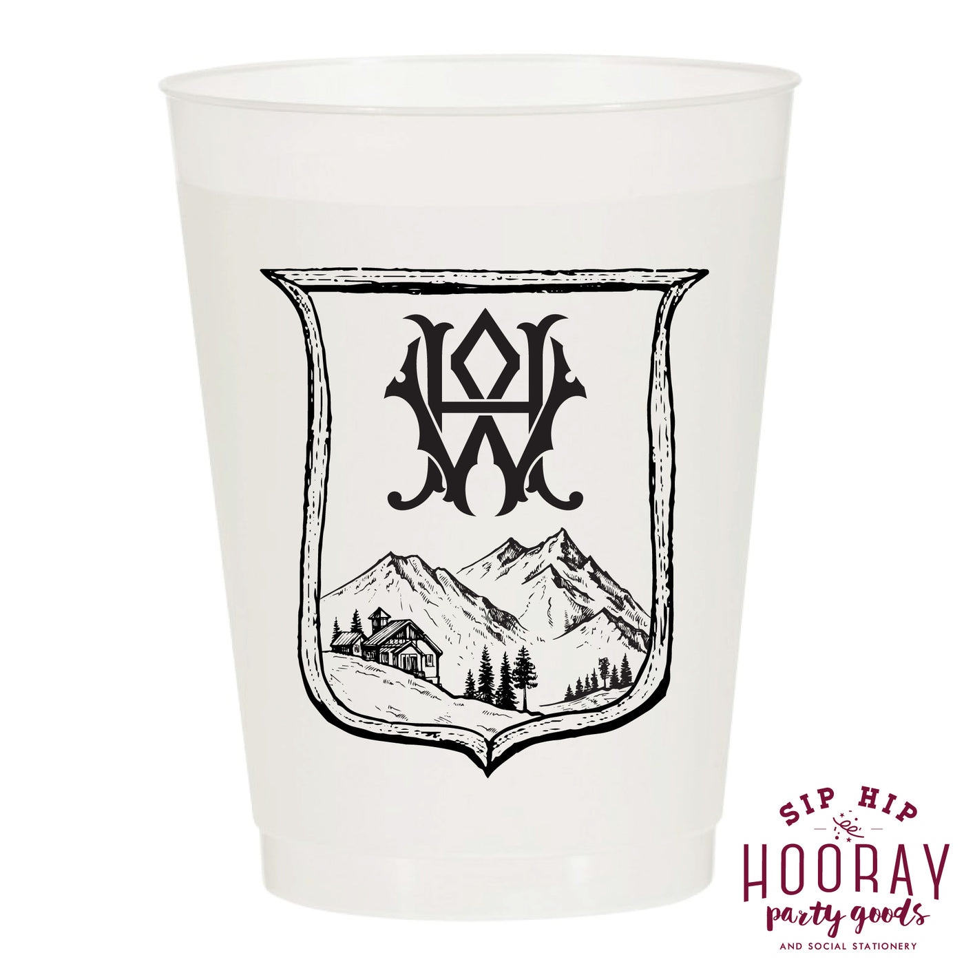 Nouveau Monogram Frosted Cups