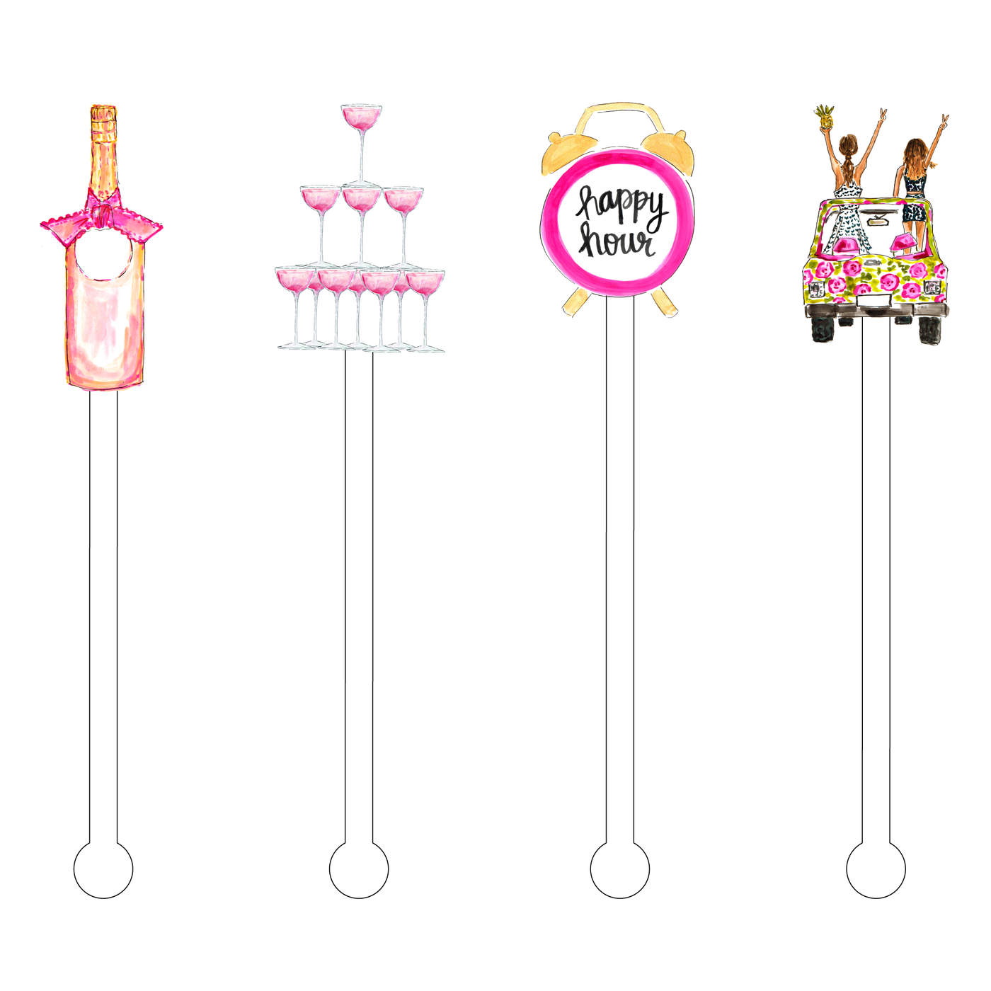 HAPPY HOUR ACYLIC STIR STICKS COMBO
