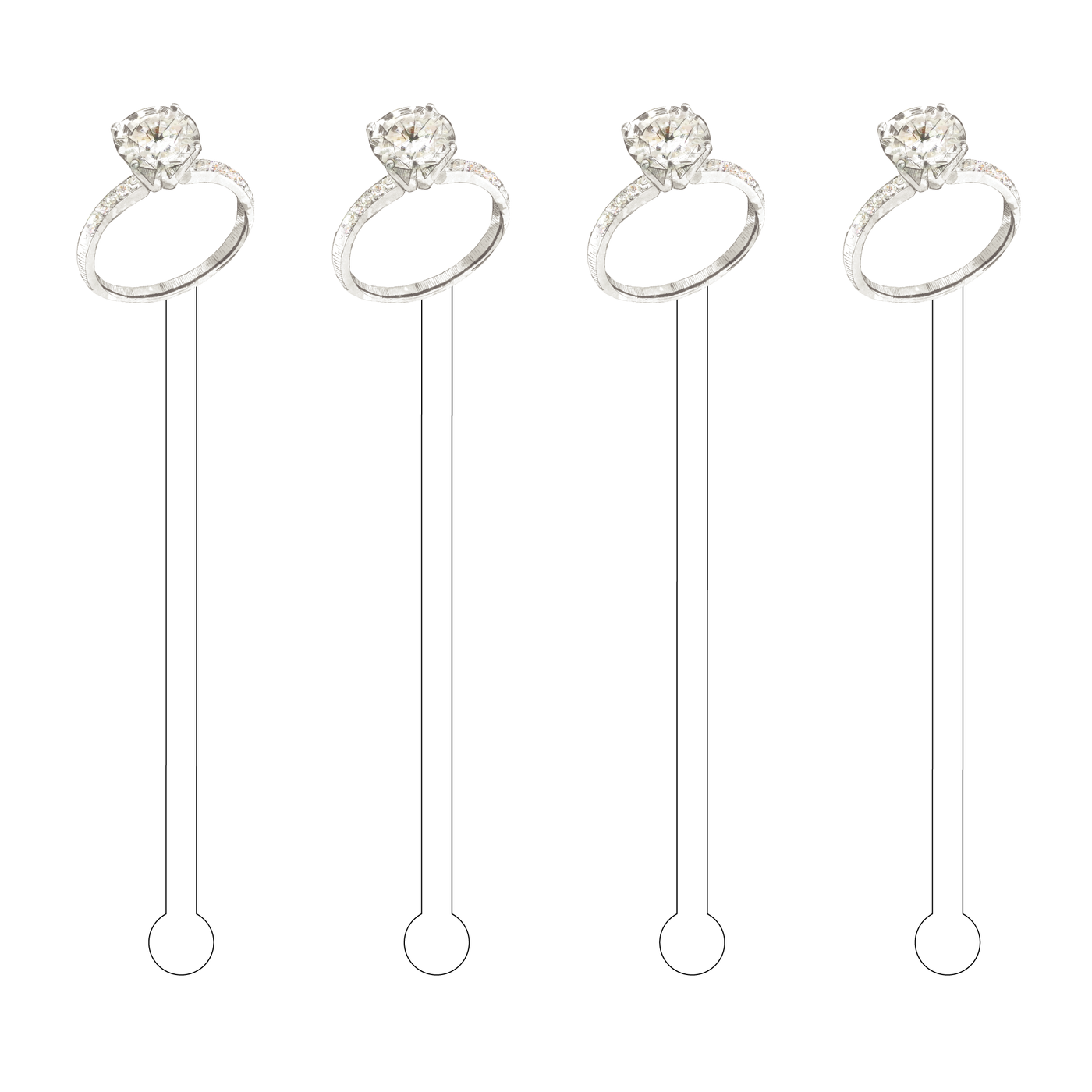 SOLITAIRE RING ACRYLIC STIR STICKS