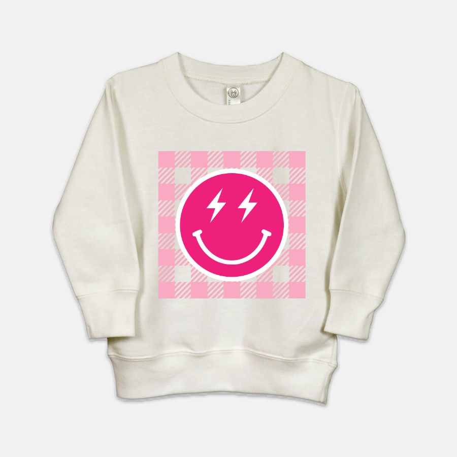 Lightening Bolt Smiley Toddler Crew Neck Sweatshirt