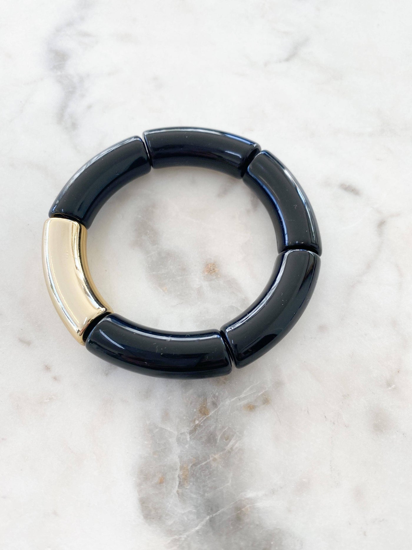 Black Acrylic Bamboo Bangle Bracelet