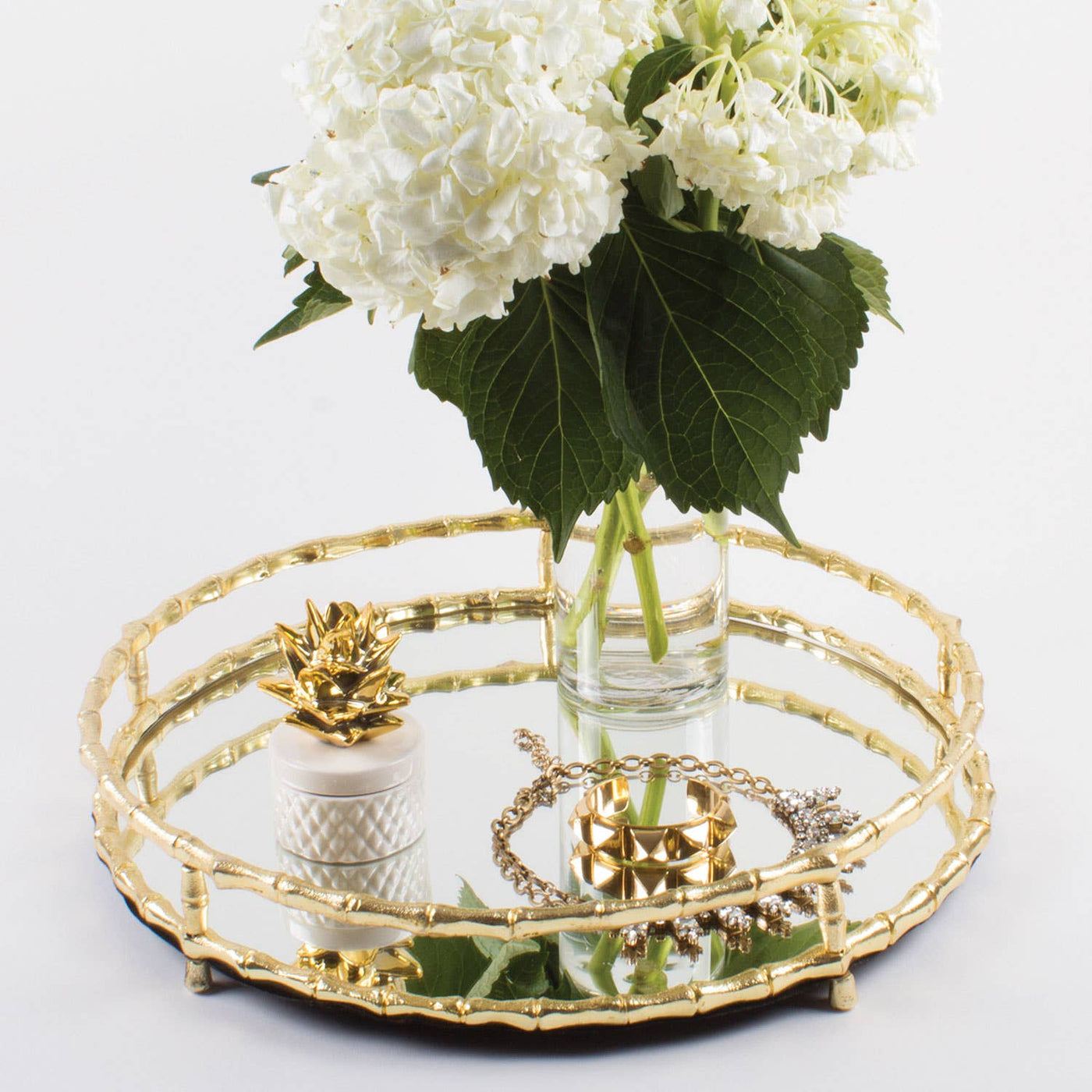 Round Mirror Bamboo Tray
