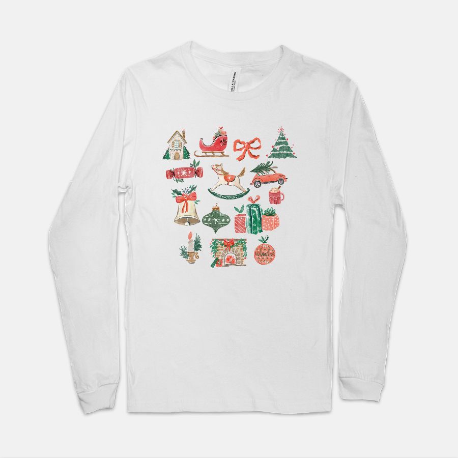Christmas Collage Bella Canvas Unisex Jersey Long Sleeve Tee