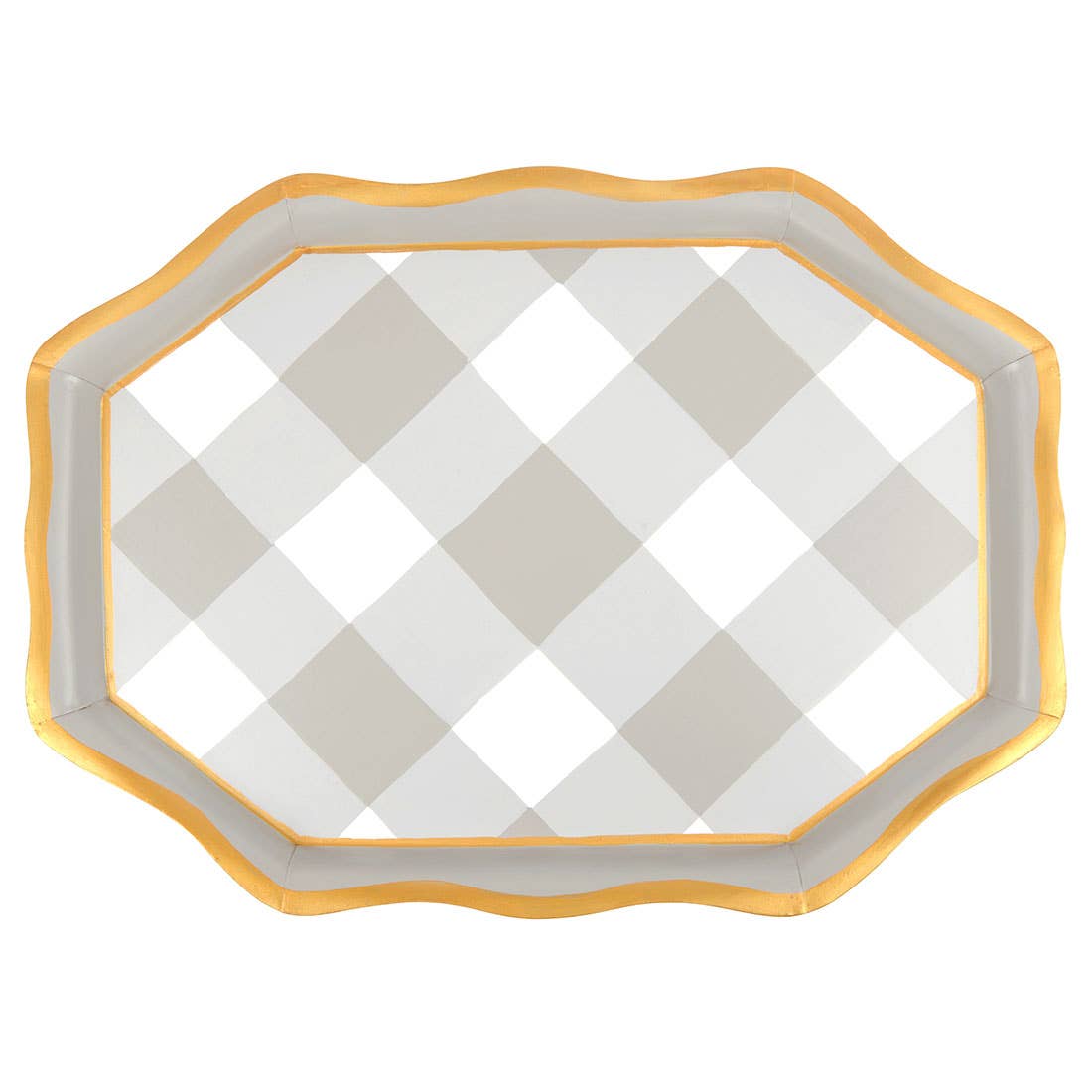 Buffalo Plaid Taupe Tea Tray