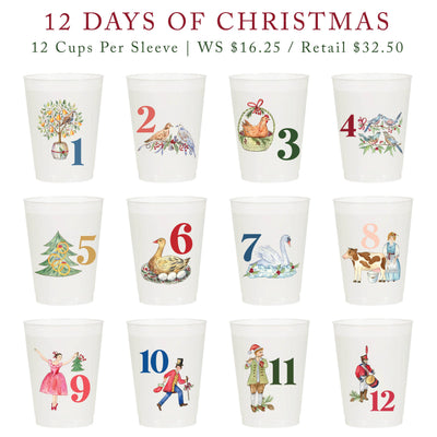 NEW! 12 Days of Christmas Frosted Cups / 12 Cups - Christmas