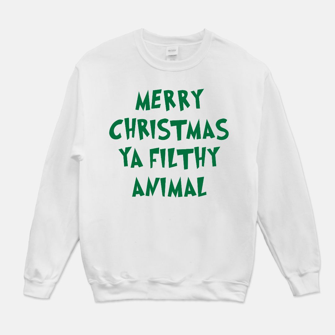 Merry Christmas Ya Filthy Animal Unisex Crew Neck Sweatshirt