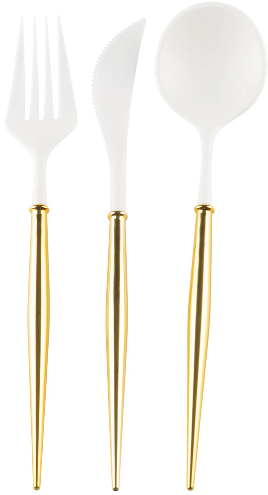 GOLD BELLA ASSORTED PLASTIC CUTLERY/24PC, SERVICE FOR 8