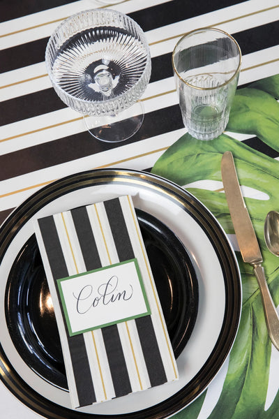 Black & Gold Awning Stripe Guest Napkins