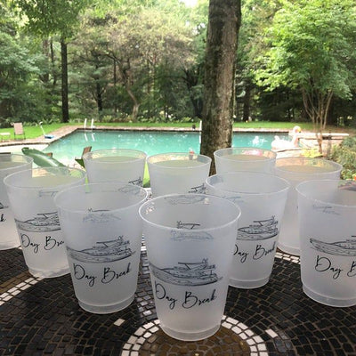 Custom Boat Drawing Frosted Cups 16oz