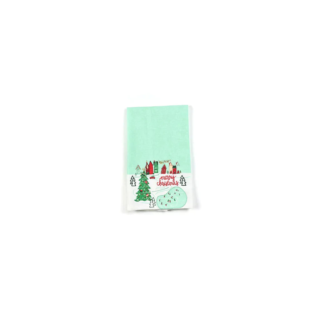 Christmas in the Village Town Medium Hand Towel