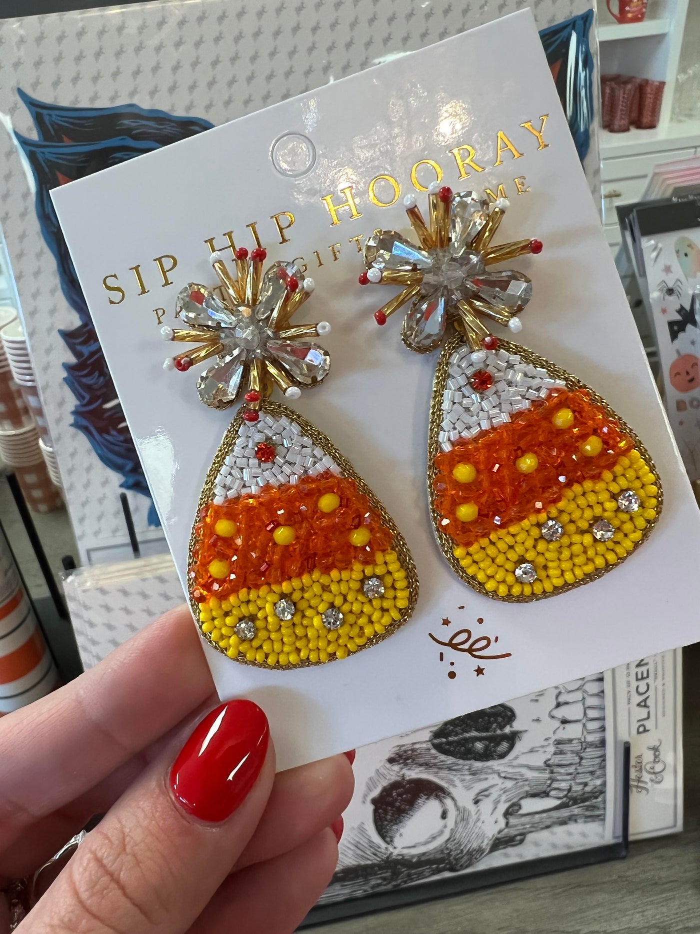 Candy Corn Beaded Statement Earrings