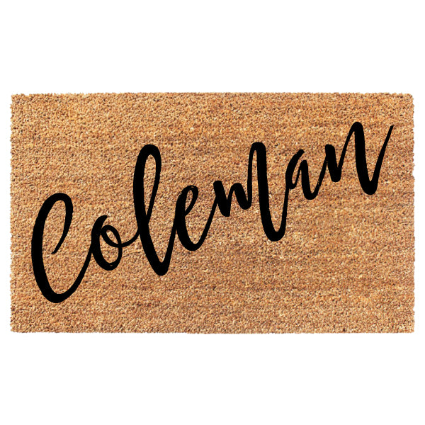 Brush Script Last Name Custom Doormat