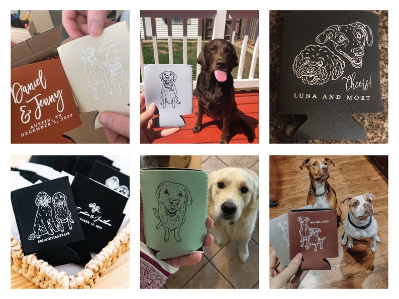 Custom Pet Drawing Can Coolers