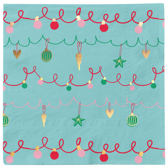 LUNCH NAPKIN DECK THE HALLS FOIL 2 PLY/16PK